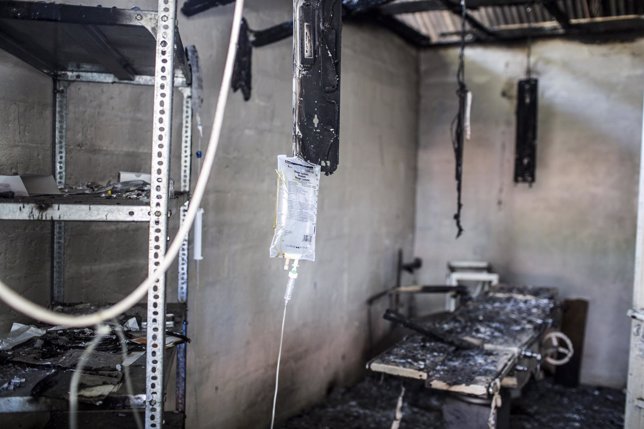 Hospital quemado en Leer (MSF)
