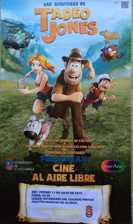 Cartel de la sesión de cine de verano con Tadeo Jones