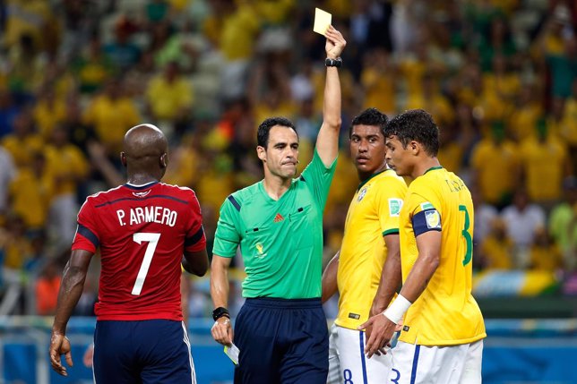 During the 2014 FIFA World Cup Brazil Quarter Final match between Brazil and Col