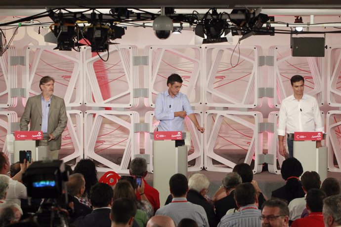 Debate entre Pedro Sánchez, Eduardo Madina y José Antonio Pérez Tapias