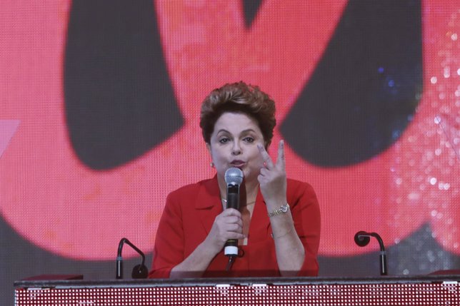 La presidenta de Brasil, Dilma Rousseff, durante la convención nacional del PT.