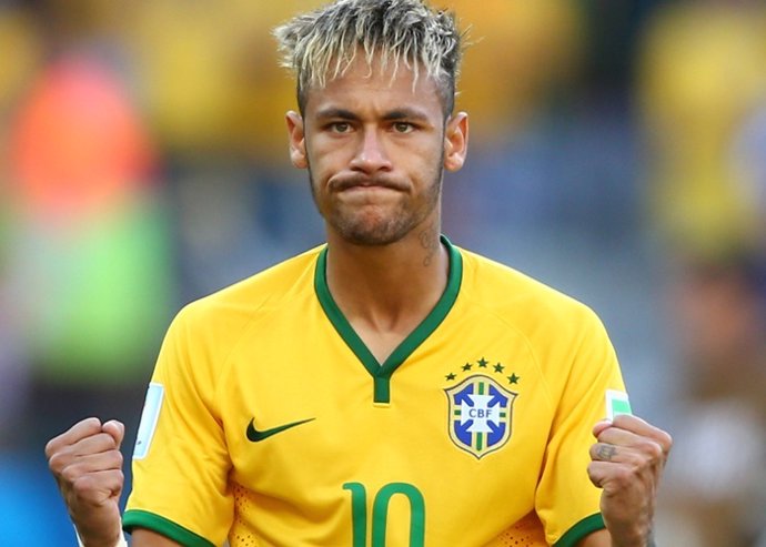 Neymar of Brazil celebrates after defeating C