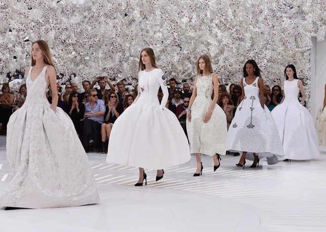 Models walk the runway during the Christian Dior show 
