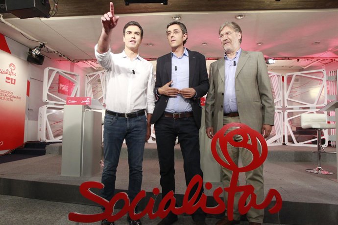 Debate entre Pedro Sánchez, Eduardo Madina y José Antonio Pérez Tapias
