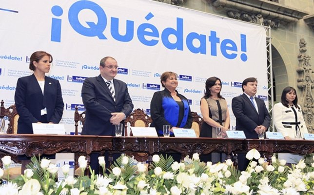 La primera dama de Guatemala durante la presentación de la campaña '¡Quédate!'