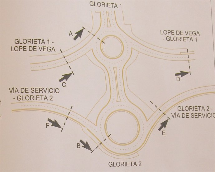 Plano de las rotondas de Gustavo Adolfo Bécquer y Lope de Vega