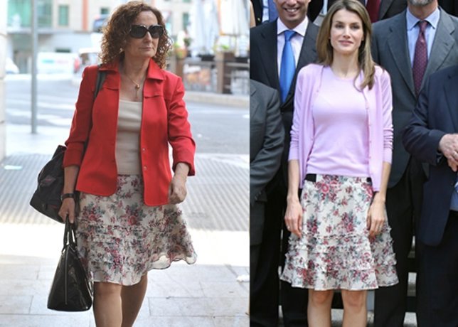 La Reina Letizia y Paloma Rocasolano iguales con la misma falda