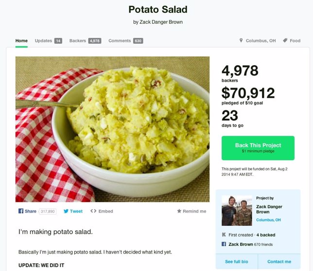 La ensalada de patatas que se ha hecho viral en Kikstarter