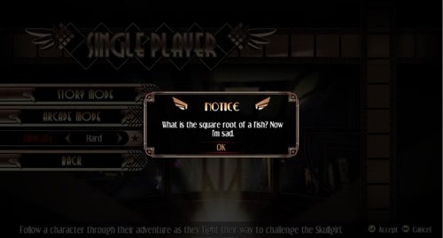 Mensaje en copia pirata de juego Skullgirls