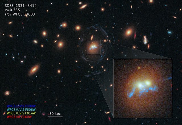 Imagen de una cadena de estrellas entre galaxias