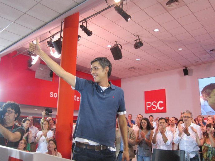 Eduardo Madina, en la sede del PSC este sábado