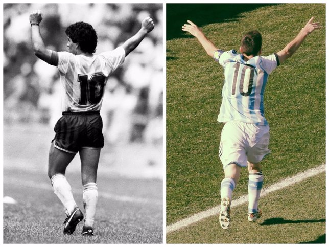 Maradona en 1986, y Messi, en 2014