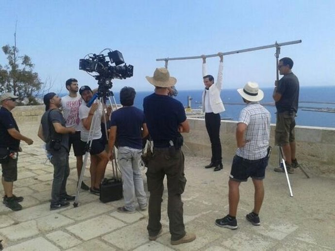 Mika en el rodaje de un vídeoclip en La Alcazaba de Almería