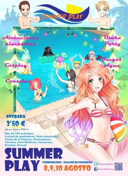 Cartel del summer play que se celebra en Torremolinos evento de ocio 
