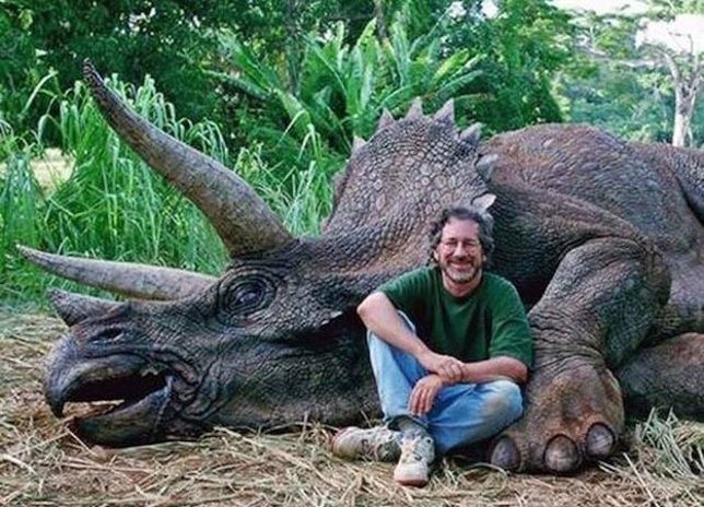 Steven Spielberg en el set de Jurassic Park