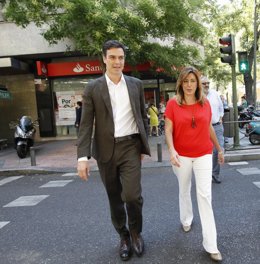 Pedro Sánchez y Susana Díaz en Ferraz