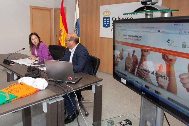 Un momento de la presentación de la campaña Engánchate al deporte