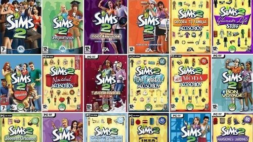 Portadas de Los Sims 2, expansiones y packs de accesorios 