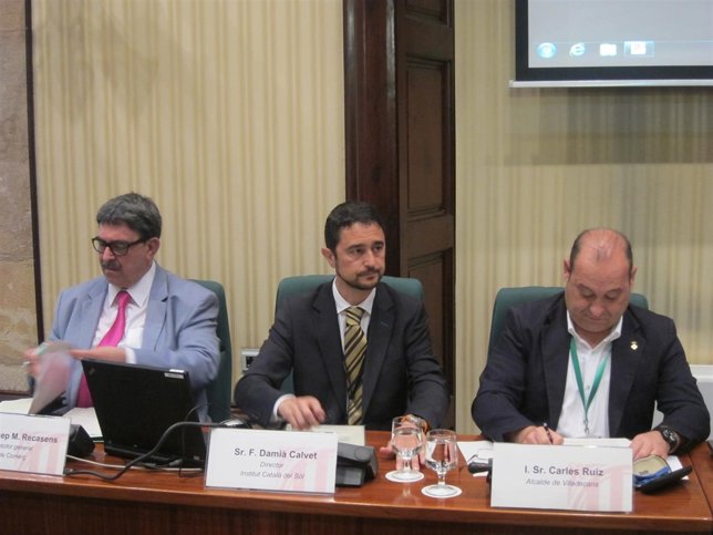 Josep Maria Recasens, Damià Calvet y Carles Ruiz, en el Parlament