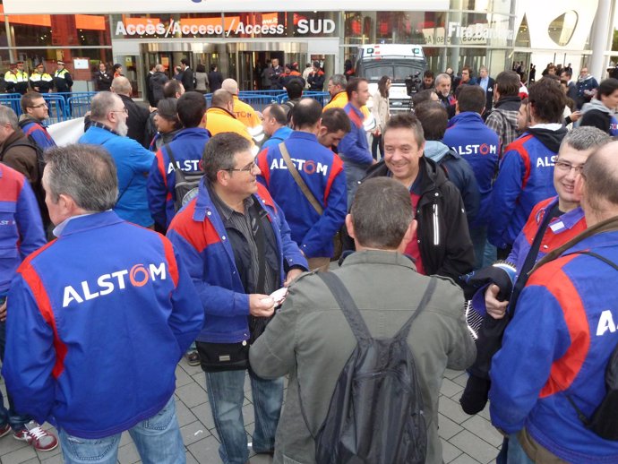Concentración de trabajadores de Alstom
