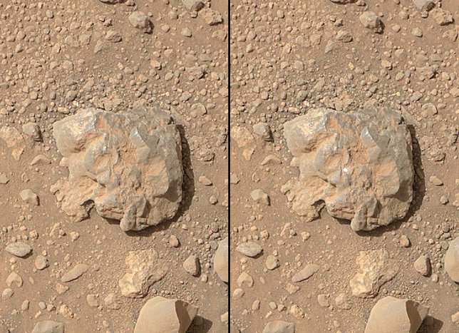 Señales láser de Curiosity en una roca marciana