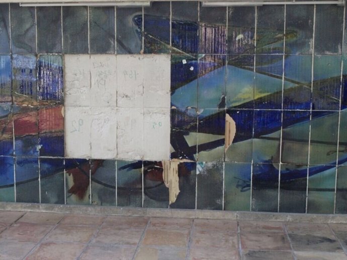 Daños en el mural Miró en El Terreno