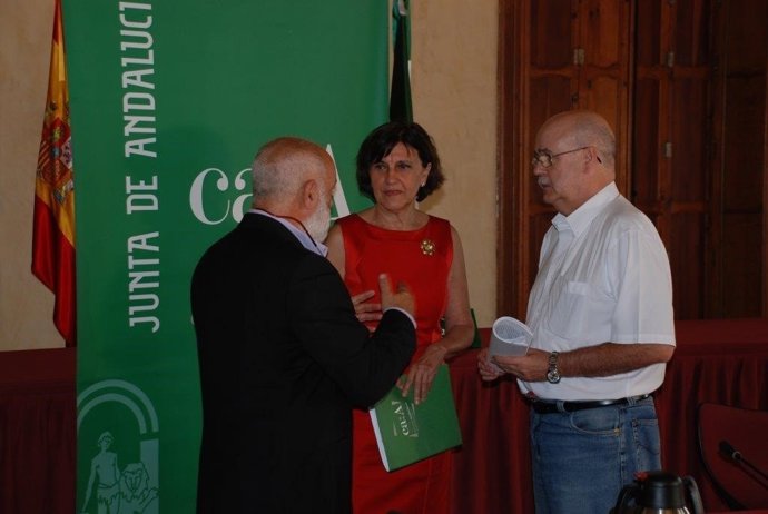 La presidenta del CAA, Emelina Fernández, antes del pleno celebrado en Almería