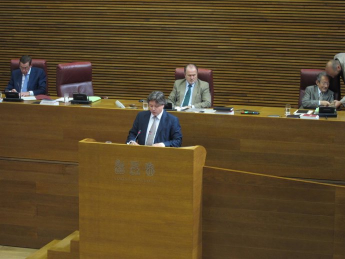 El conseller Luis Santamaría en las Corts