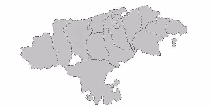 Mapa con los 17 municipios