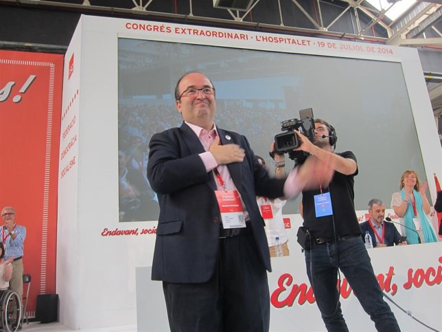 Miquel Iceta, primer secretario del PSC, durante el congreso