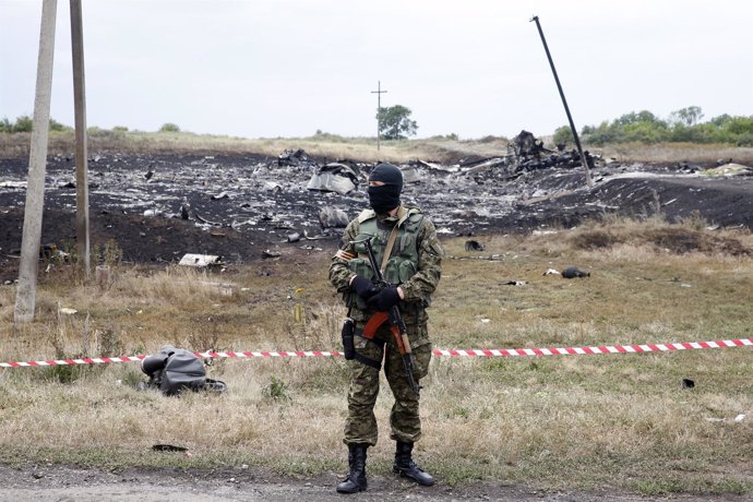 Restos del avión derribado en Ucrania