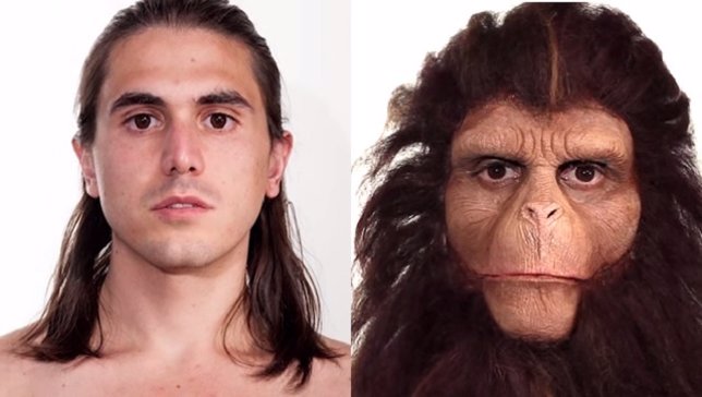 Transformación de hombre a mono inspirada en 'El planeta de los simios'