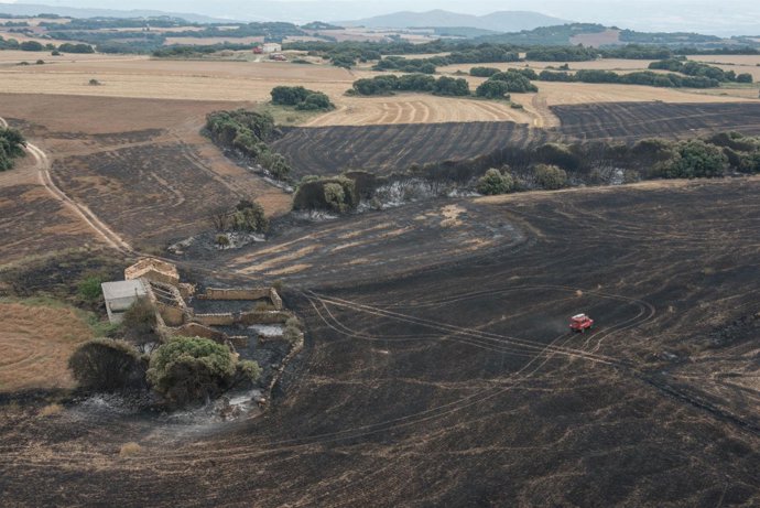 Vista aérea de la zona afectada por el fuego 
