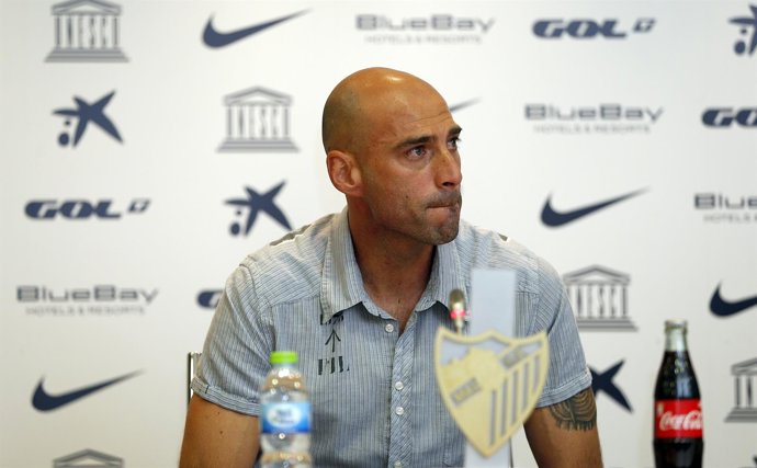 Willy Caballero, en la rueda de prensa de despedida del Málaga