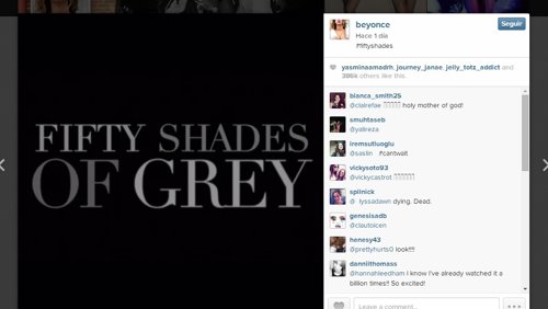 Teaser de 50 sombras de Grey en el Instagram de Beyoncé 