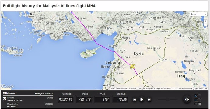 Malaysia Airlines desvía su ruta entre Kuala Lumpur y Londres por Siria