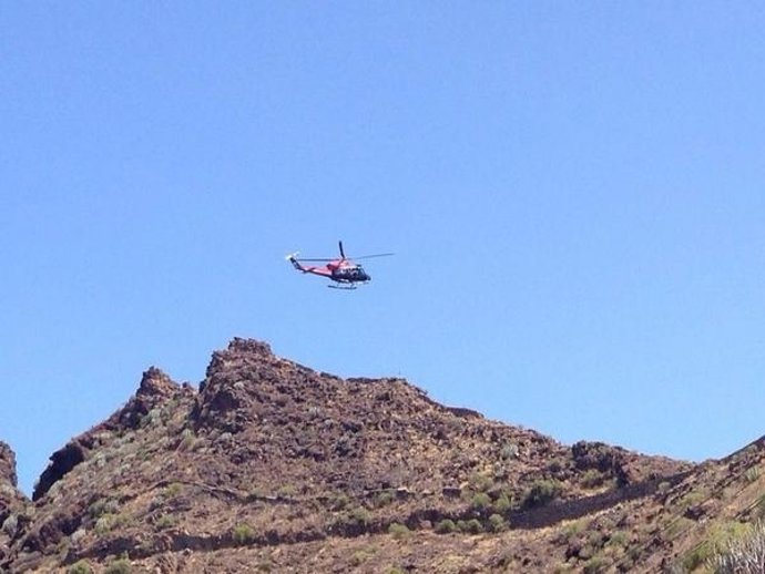 El helicóptero del GES en el lugar del suceso