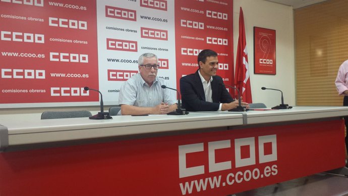 Ignacio Fernández Toxo (CCOO) y Pedro Sánchez (PSOE)
