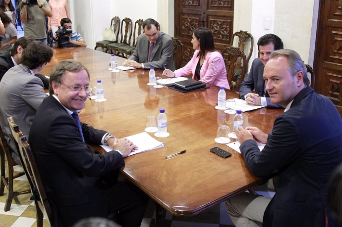 Fabra, Moragues y Català durante la reunión por las balanzas fiscales