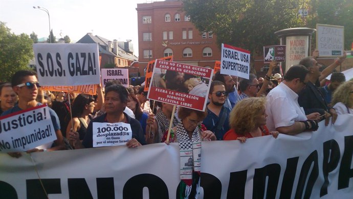 Manifestación de apoyo al pueblo palestino en Madrid