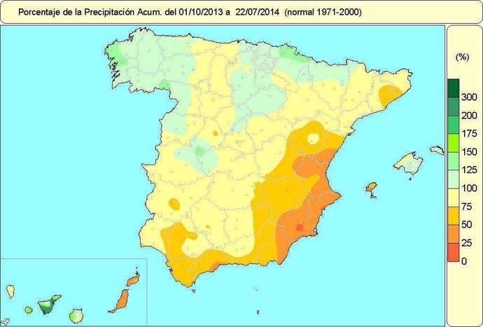 Balance de precipitaciones hasta el 25 de julio de 2014