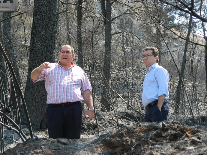 Montalvá y Collado visitan la zona afectada por el incendio 