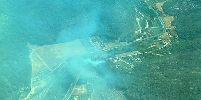 Imagen aérea del incendio de Alzira 