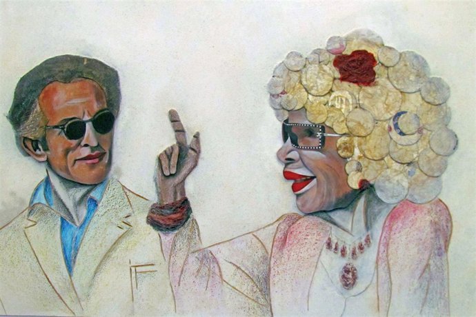 Duquesa de Alba en su exposición en ibiza 