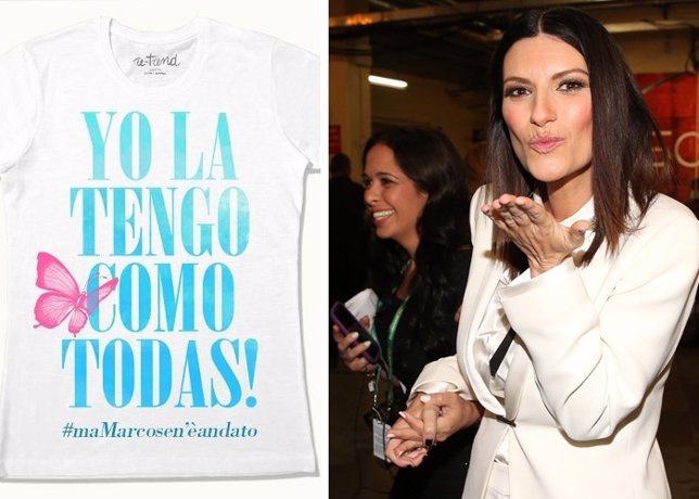 Laura Pausini, su frase, ahora decora camisetas