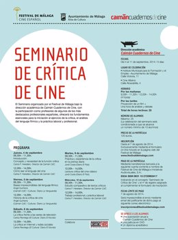 Cartel de seminario de crítica de cine del Festival de Cine de Málaga