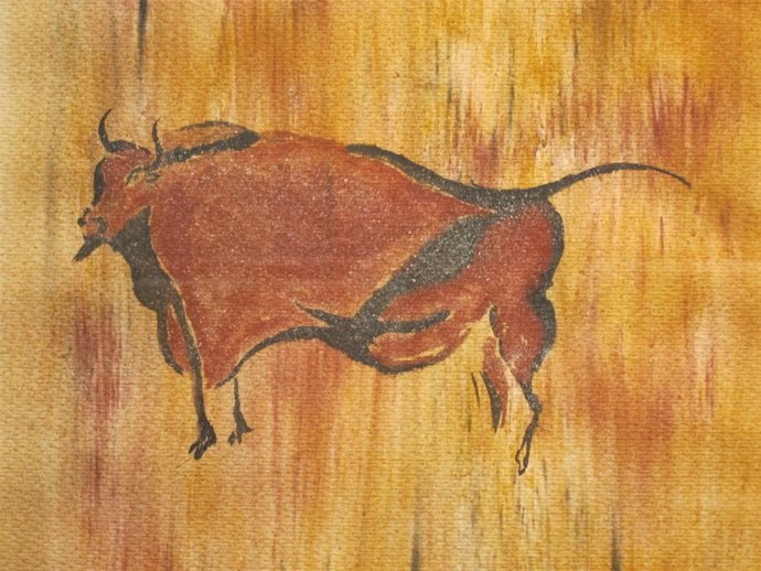 Acuarela de un bisonte de Altamira 