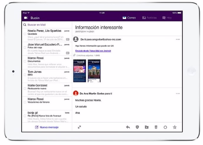 La nueva 'app' de Yahoo Mail llega a iPhone y iPad