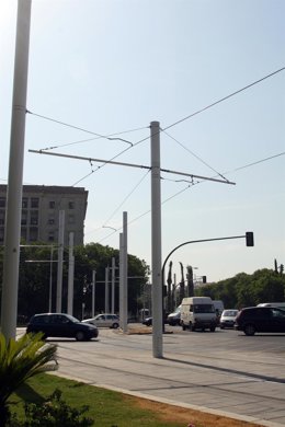 Catenarias del metro de Sevilla