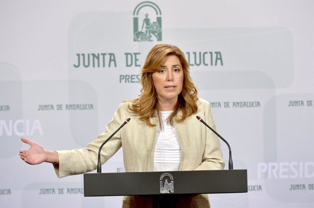 Susana Díaz en rueda de prensa para hacer balance de los 100 días